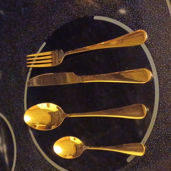Flatware with holder gold finish over stainless steel elegant Cutlery se… - Picture 5 of 5